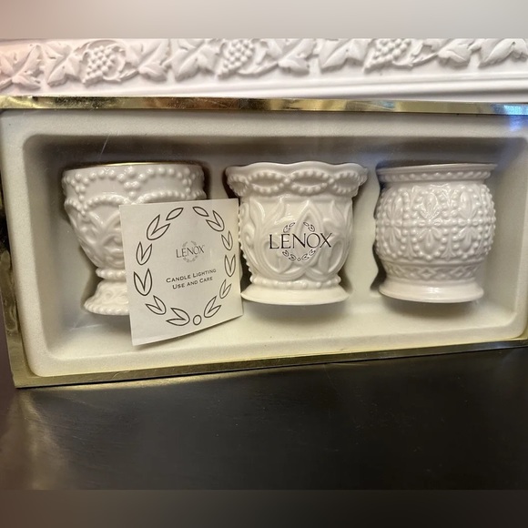 NIB Lenox Classic Beaded Tealights candle Set of 3 - Picture 1 of 4